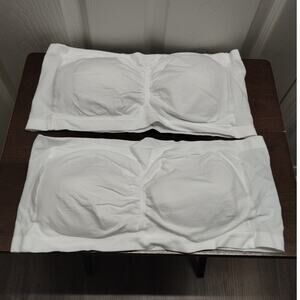 Real Field NEW Size 5X White Stretch Bandeau Tube Top Removable Pad Bra Set of 2